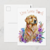 Golden Retriever Dog Mam Floral Briefkaart (Voorkant / Achterkant)