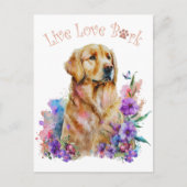 Golden Retriever Dog Mam Floral Briefkaart (Voorkant)