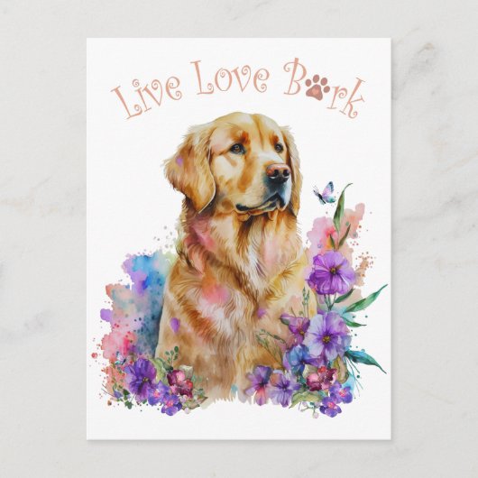 Golden Retriever Dog Mam Floral Briefkaart (Voorkant)