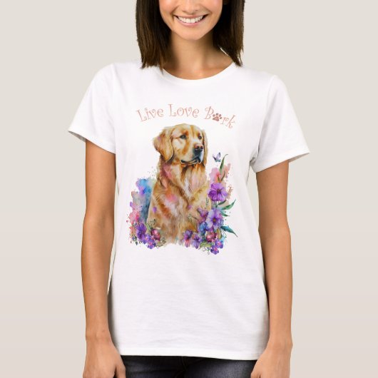 Golden Retriever Dog Mam Floral T-shirt (Voorkant)