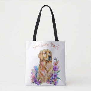 Golden Retriever Dog Mam Floral Tote Bag