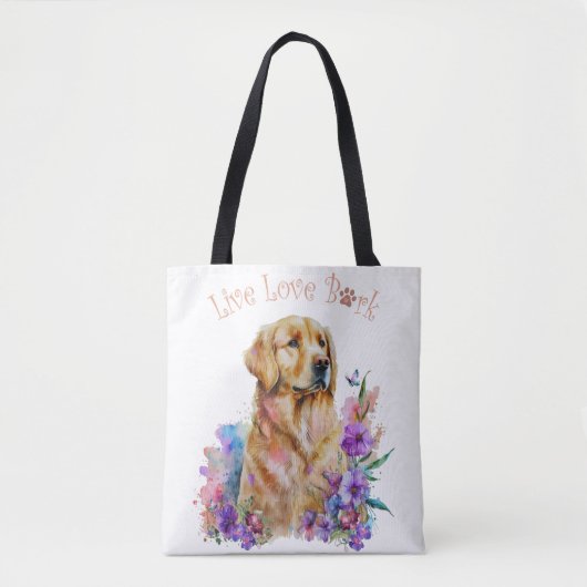Golden Retriever Dog Mam Floral Tote Bag (Voorkant)