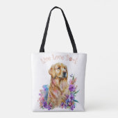 Golden Retriever Dog Mam Floral Tote Bag (Achterkant)