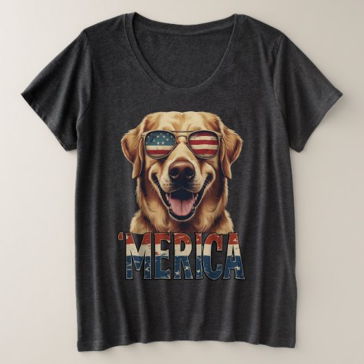 golden retriever Dog Merica 4 juli Grote Maat T-shirt (Design voorkant)