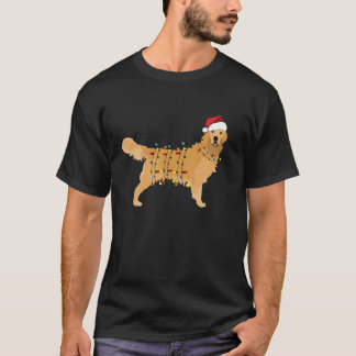 Golden Retriever Dog Merry Christmas Lights P T-shirt