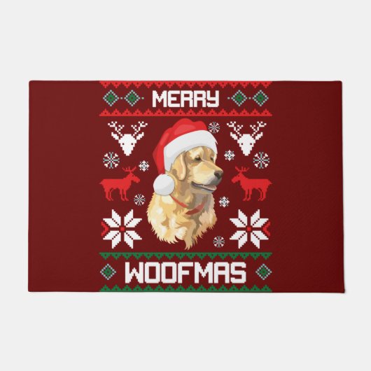 Golden Retriever Dog Merry Woofmas kerstSweat Deurmat (Voorkant)