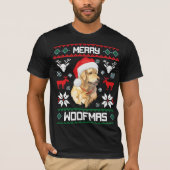Golden Retriever Dog Merry Woofmas Shirt op kerstm (Voorkant)