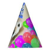 Golden Retriever Dog met ballonnen van afgelopen d Feesthoedjes (Rechts)