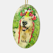Golden Retriever Dog met bloeiende Waterverf Keramisch Ornament (Links)