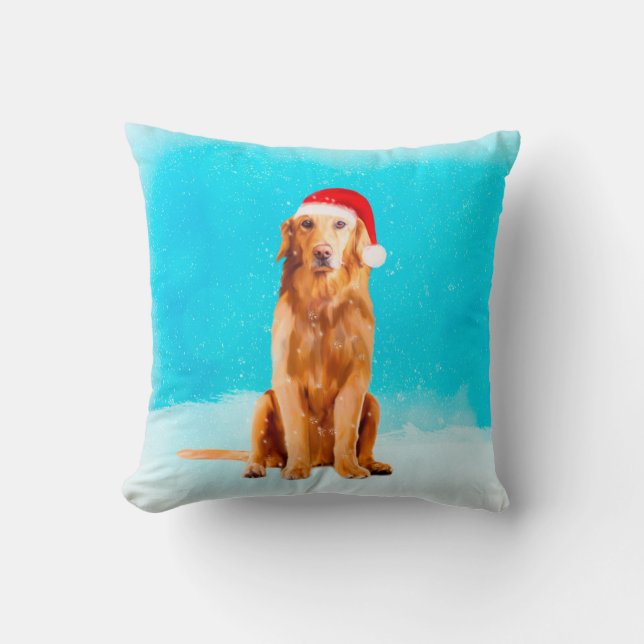 Golden Retriever Dog met Kerst Pet Kussen (Voorkant)