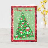 Golden Retriever Dog met kerstboom met staafkop Kaart (Gele Bloem)