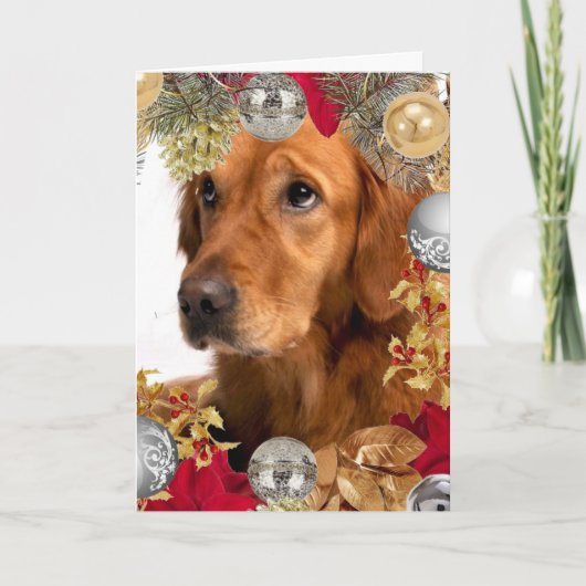 Golden Retriever Dog met kerstfeestdag Kaart (Voorkant)