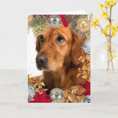 Golden Retriever Dog met kerstfeestdag Kaart (Gele Bloem)