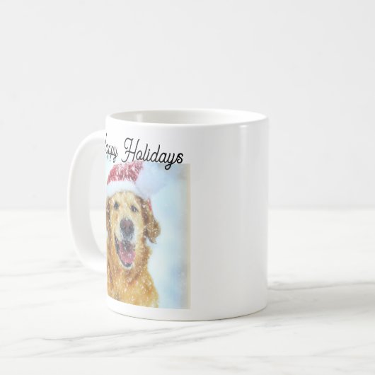 Golden Retriever Dog met kerstkerstkerstmanhoed Koffiemok (Voorkant links)
