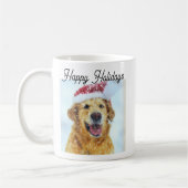Golden Retriever Dog met kerstkerstkerstmanhoed Koffiemok (Links)