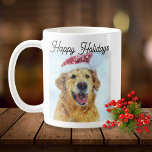 Golden Retriever Dog met kerstkerstkerstmanhoed Koffiemok<br><div class="desc">De meest schattige koffiemok met een waterverf-stijl Golden Retriever met een kerstman - de huidige tekst leest Prettige feestdagen maar u kunt dit gemakkelijk veranderen. Ideaal voor iedereen die van honden houdt.</div>