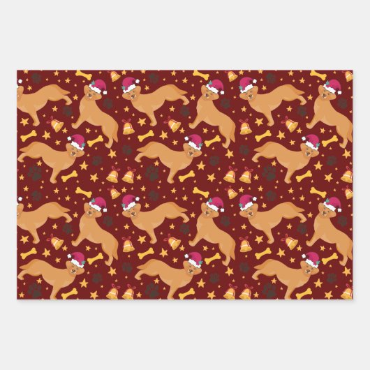 Golden Retriever Dog met Kerstmis met kerstmis Inpakpapier Vel (Voorkant 2)