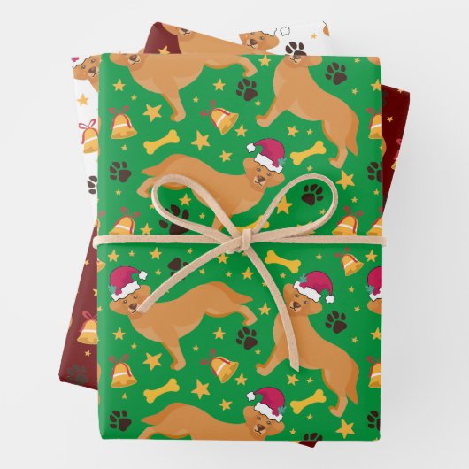 Golden Retriever Dog met Kerstmis met kerstmis Inpakpapier Vel (In situ)