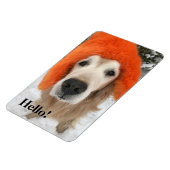 Golden Retriever Dog Met Oranje Fuzzy Pet In Snow Magneet (Linkerzijde)