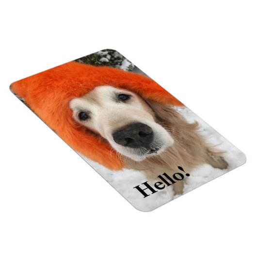 Golden Retriever Dog Met Oranje Fuzzy Pet In Snow Magneet (Rechterzijde)