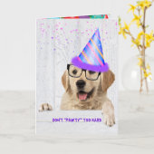 Golden Retriever Dog met party pet Kaart (Gele Bloem)