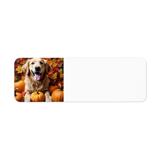 Golden Retriever Dog met Pumpkins & Leaves Label (Voorkant)