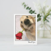 Golden Retriever Dog met Red Rose Bedankt Briefkaart (Staand voorkant)