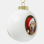 Golden Retriever Dog met Red Santa Hat Keramische Bal Ornament (Links)