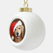 Golden Retriever Dog met Red Santa Hat Keramische Bal Ornament (Rechts)