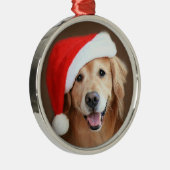 Golden Retriever Dog met Red Santa Hat Metalen Ornament (Rechts)