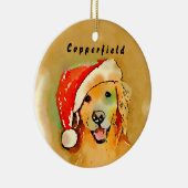 Golden Retriever Dog met Red Santa Hat Waterverf Keramisch Ornament (Rechts)