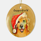 Golden Retriever Dog met Red Santa Hat Waterverf Keramisch Ornament (Links)
