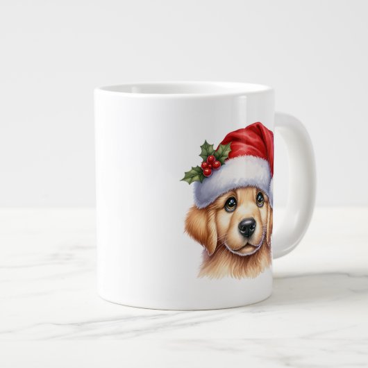 Golden Retriever Dog met Santa Claus Style-82535 Grote Koffiekop (Voorkant rechts)