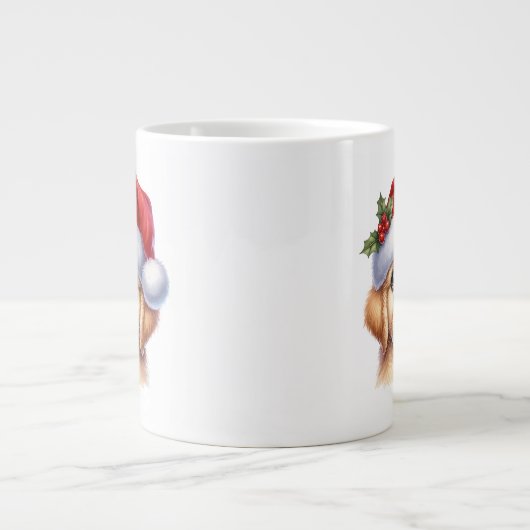 Golden Retriever Dog met Santa Claus Style-82535 Grote Koffiekop (Voorkant)