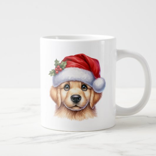 Golden Retriever Dog met Santa Claus Style-82535 Grote Koffiekop (Rechts)