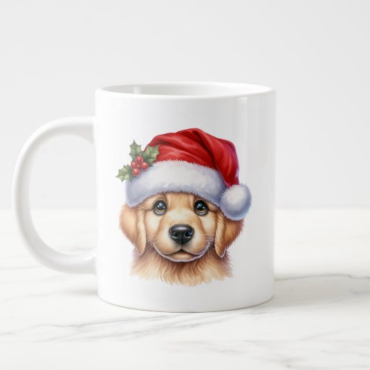 Golden Retriever Dog met Santa Claus Style-82535 Grote Koffiekop (Links)