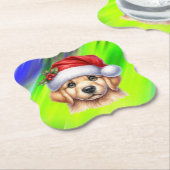 Golden Retriever Dog met Santa Claus Style-82535 Kartonnen Onderzetters (Gekanteld)
