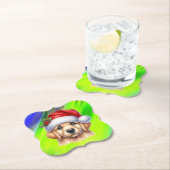 Golden Retriever Dog met Santa Claus Style-82535 Kartonnen Onderzetters (Insitu)