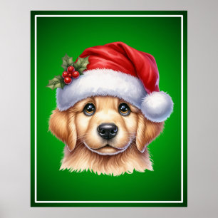 Golden Retriever Dog met Santa Claus Style-82535 Poster
