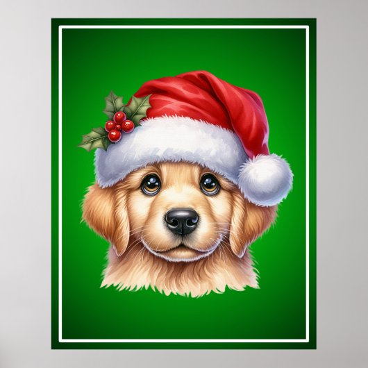 Golden Retriever Dog met Santa Claus Style-82535 Poster (Voorkant)