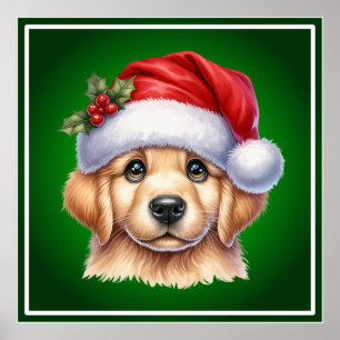Golden Retriever Dog met Santa Claus Style-82535 Poster