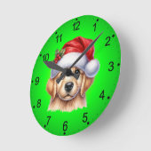 Golden Retriever Dog met Santa Claus Style-82535 Ronde Klok (Hoek)
