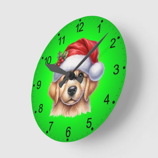 Golden Retriever Dog met Santa Claus Style-82535 Ronde Klok (Hoek)