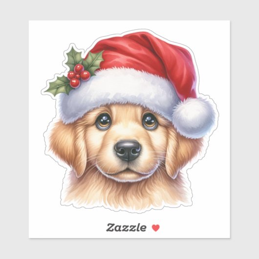Golden Retriever Dog met Santa Claus Style-82535 Sticker (Vel)