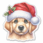 Golden Retriever Dog met Santa Claus Style-82535 Sticker (Voorkant)