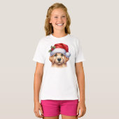 Golden Retriever Dog met Santa Claus Style-82535 T-shirt (Voorkant volledig)