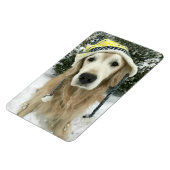 Golden Retriever Dog Met Schattig Pet In Sneeuw Magneet (Linkerzijde)