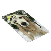 Golden Retriever Dog Met Schattig Pet In Sneeuw Magneet (Rechterzijde)