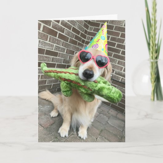 Golden Retriever Dog met Speelgoed Happy Birthday Kaart (Voorkant)
