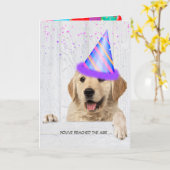 Golden Retriever Dog met verjaardagsfeestje pet Kaart (Gele Bloem)